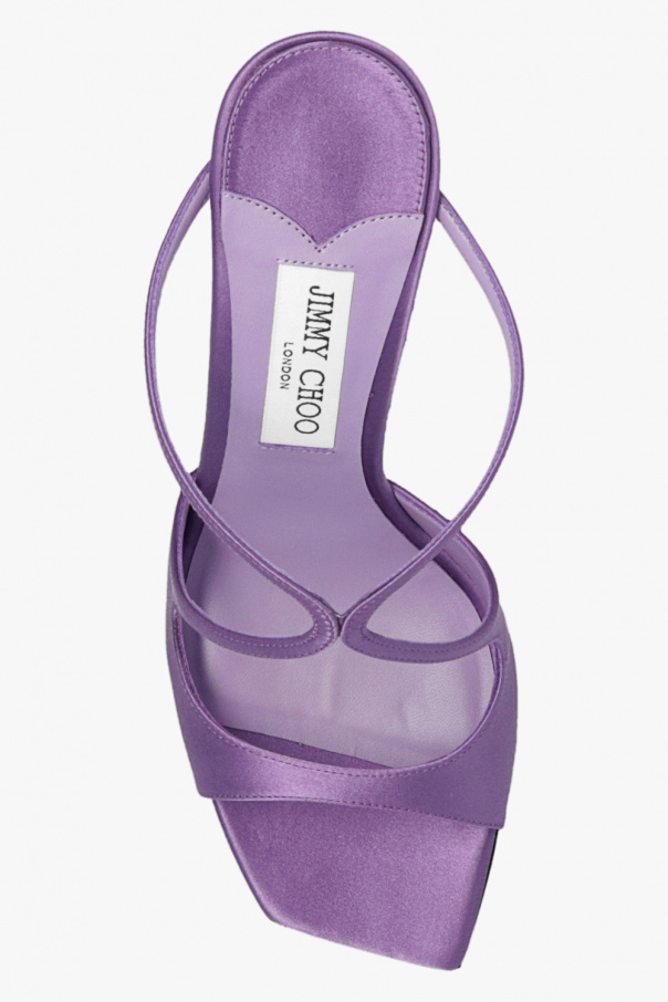 Fioletowy Satynowe klapki na obcasie 'Anise' Jimmy Choo